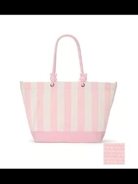 Victoria's Secret Black and White Striped Rope Handle Tote